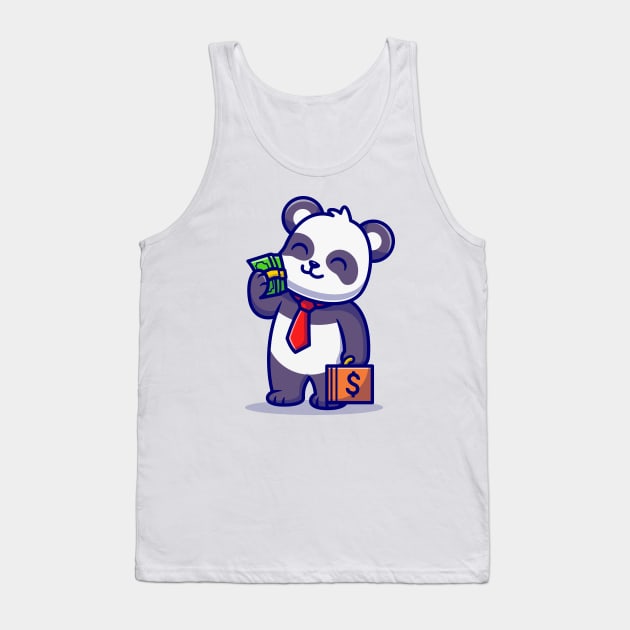 Cute Panda Employee With Salary Cartoon Tank Top by Catalyst Labs